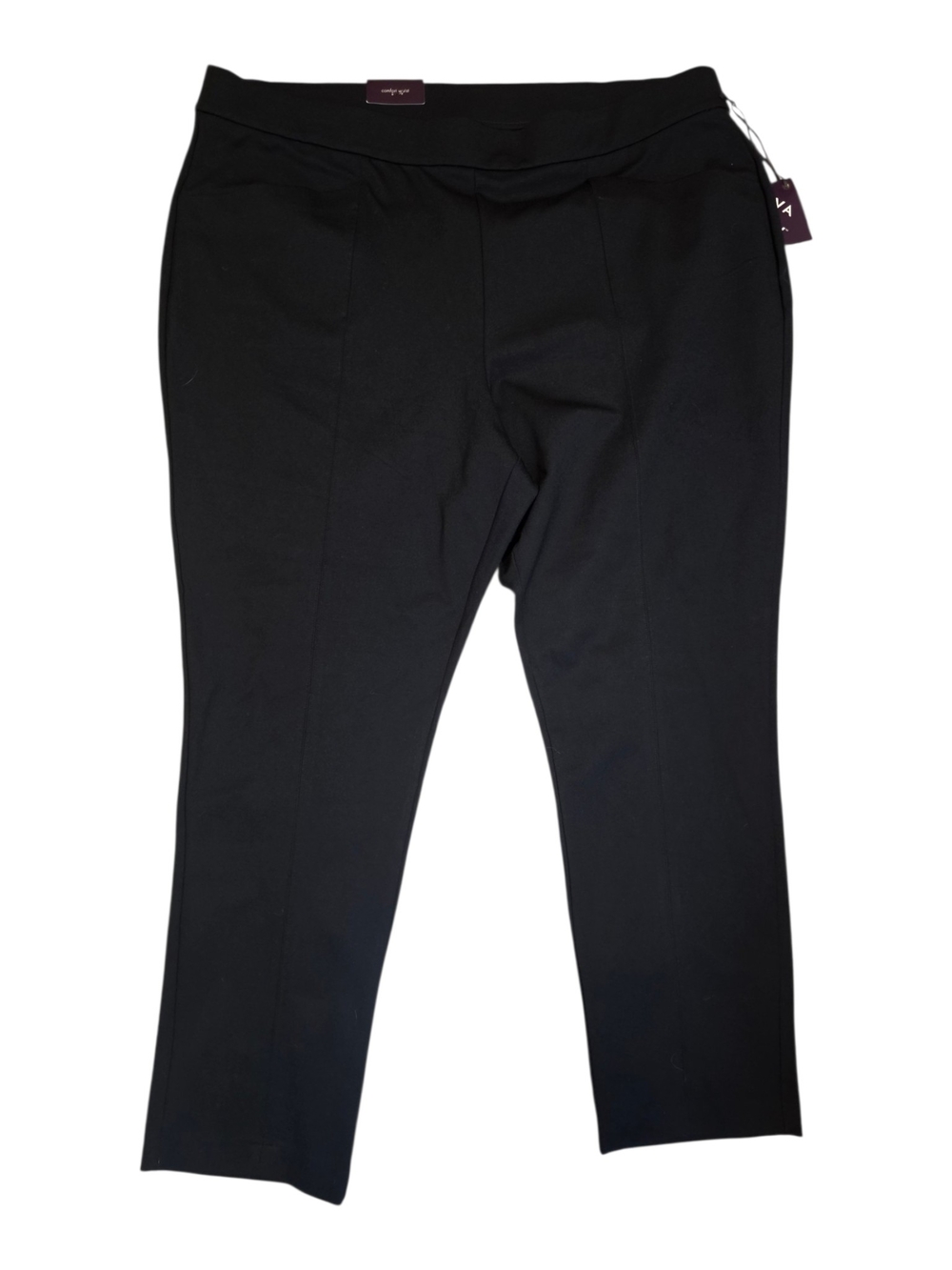NWT Ava & Viv High-Waisted Ponte Pull-On Pants Black Front Pintuck Seam Sz 3X